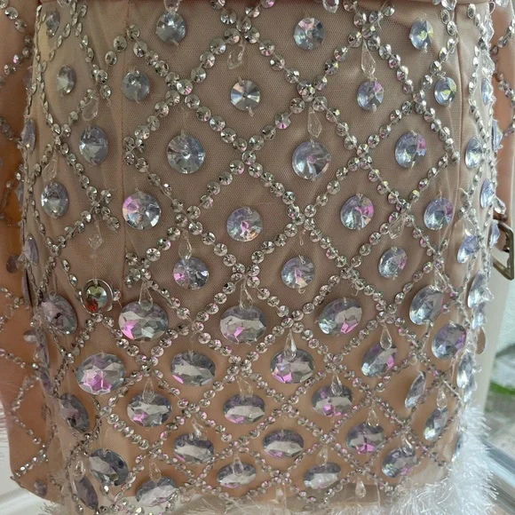 ASOS Luxe 2 Piece Dress Gem Grid embellished Size 6 - Picture 4 of 5